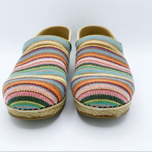 Dansko Vegan Woven Striped Colorful Comfort Espadrille Style Clogs Size 8 - Picture 7 of 15